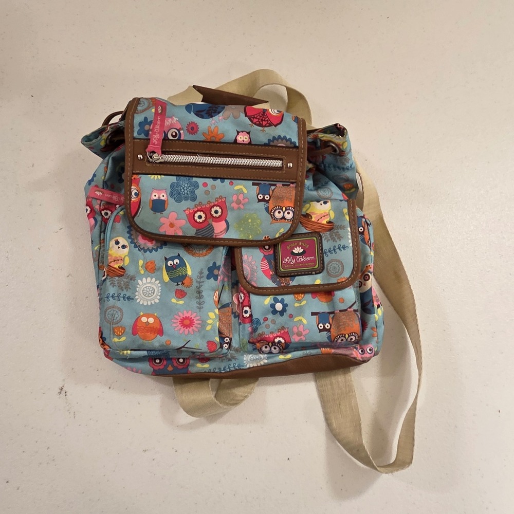 Lily Bloom Blue Owl Floral‎ Print Backpack Eco Friendly Recycled Karma Bloom Bag